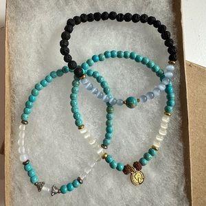 Set of 3 Bali beaded yoga Bali bracelets